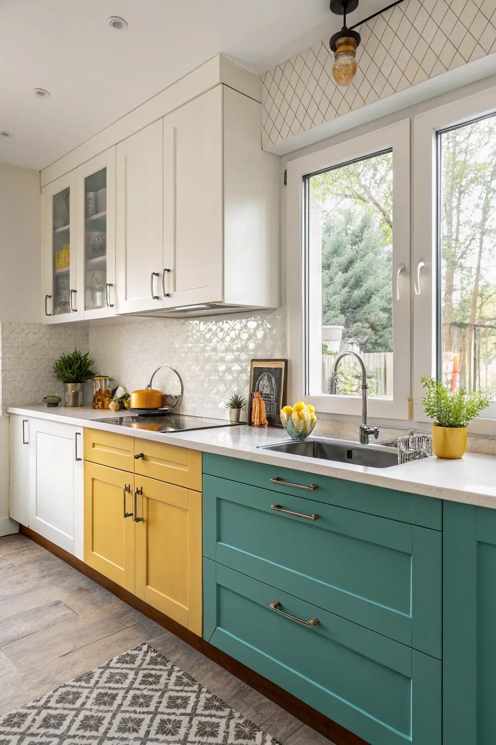 Two-tone kitchens offer a stylish contrast, blending off white with deeper hues. 🌟 #TwoToneKitchens #DesignInspiration