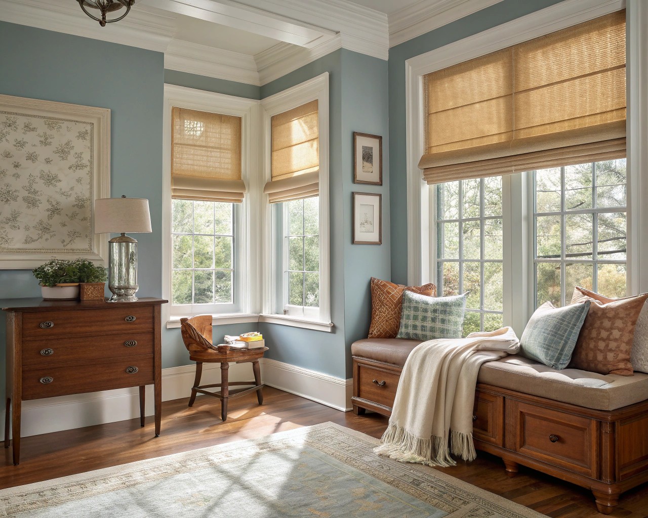 A harmonious mix of warm and cool neutral tones in a living space.