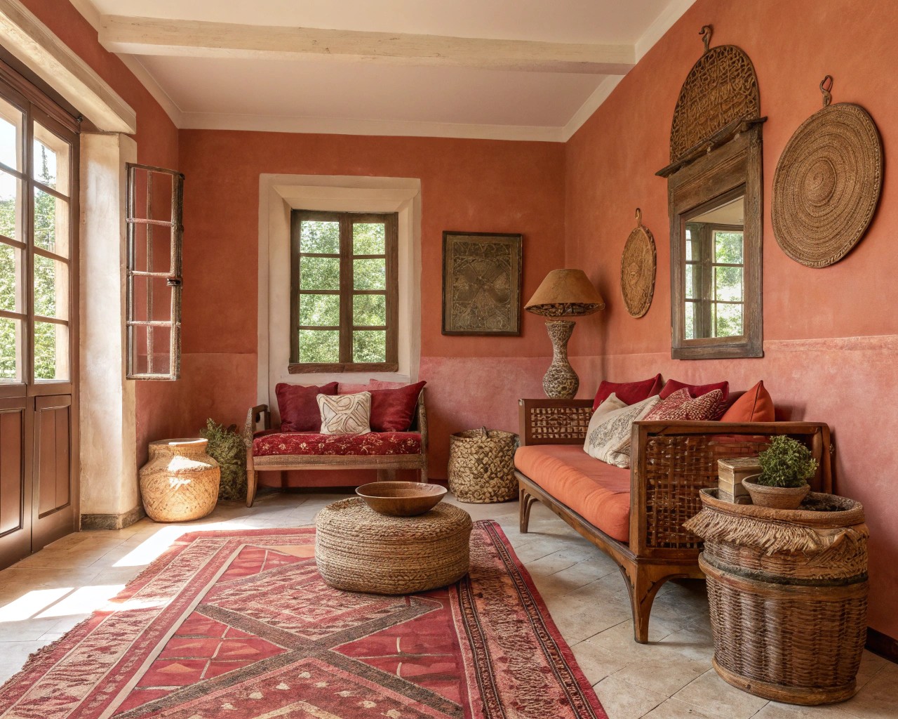 Color influences mood, with warm palettes creating welcoming environments.