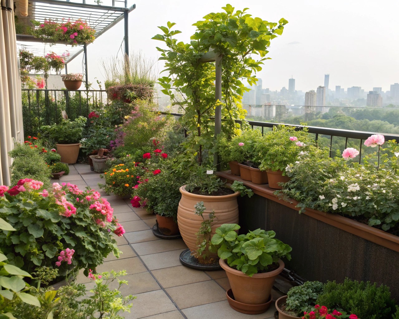 Container gardening requires careful plant selection to withstand exposure extremes.
