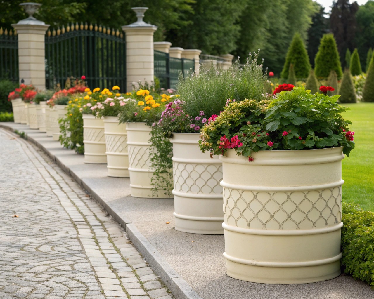 Establish rhythm and unity in your garden by repeating planters and plant species across your landscape.