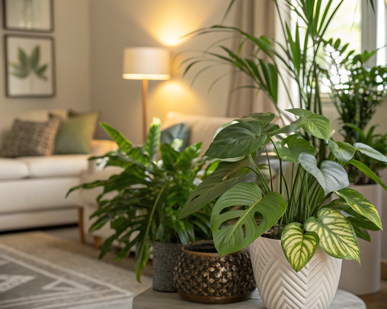 Group plants for a stronger visual impact and higher humidity levels.