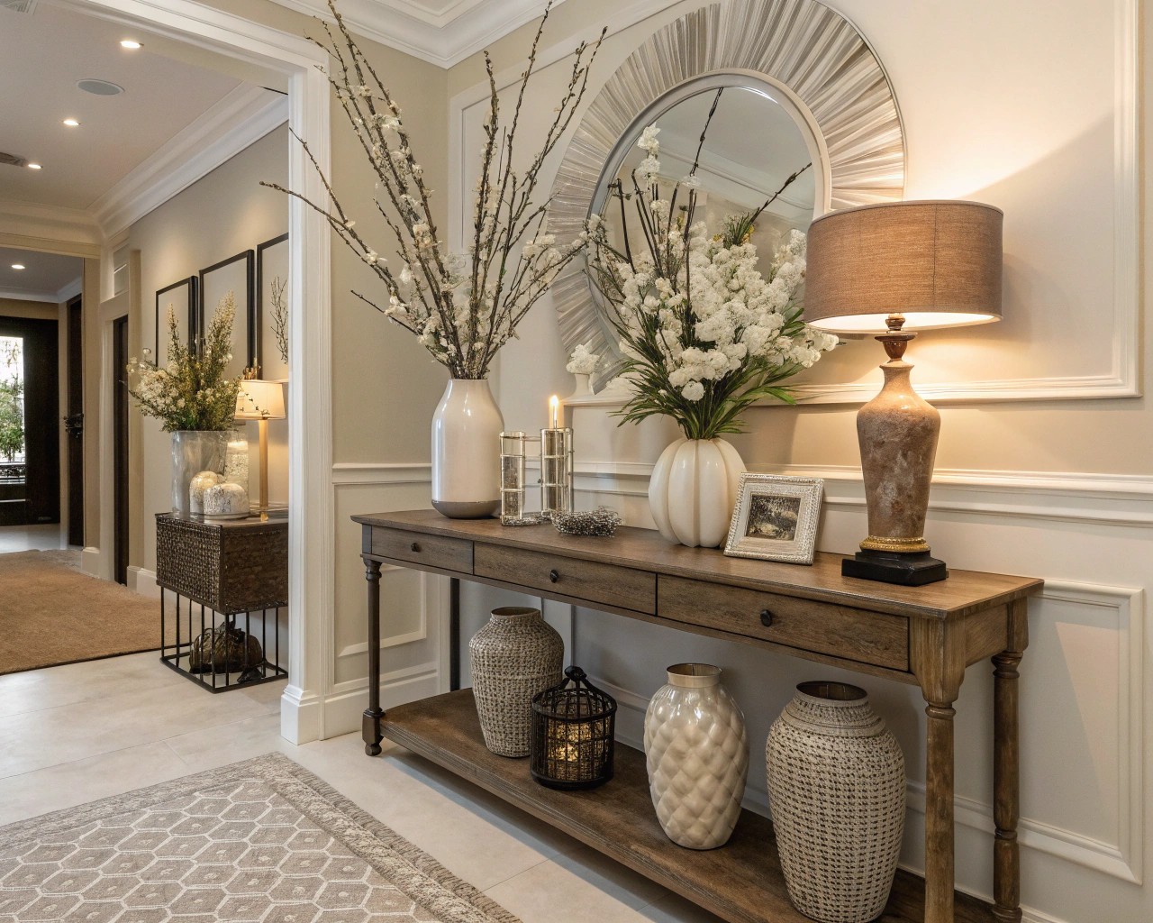 Organized entryways balance beauty with practicality, enhancing the welcoming experience.