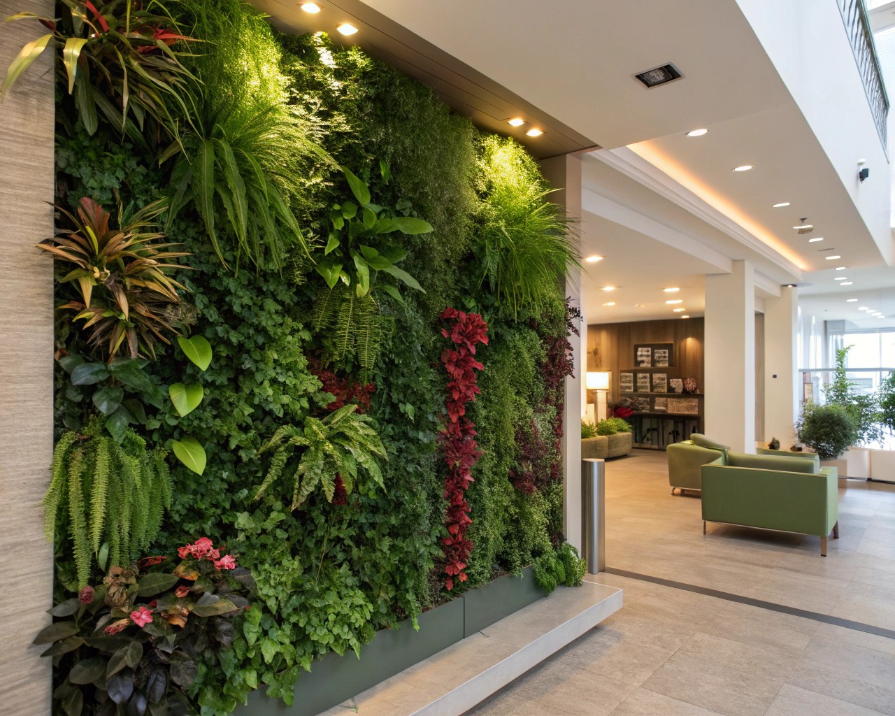 Vertical gardens offer dramatic appeal and maximize limited space.