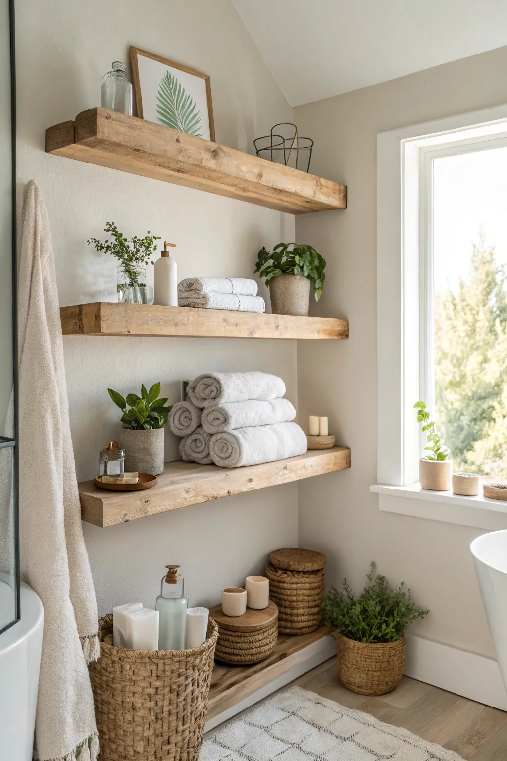 18+ Stylish Floating Shelves Bathroom Ideas