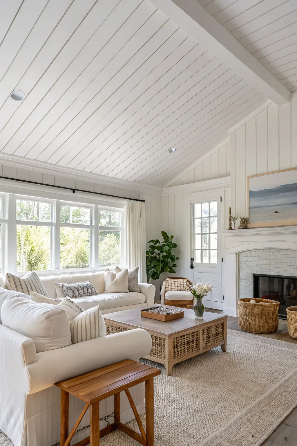 17+ Charming Living Room Beadboard Ceiling Ideas