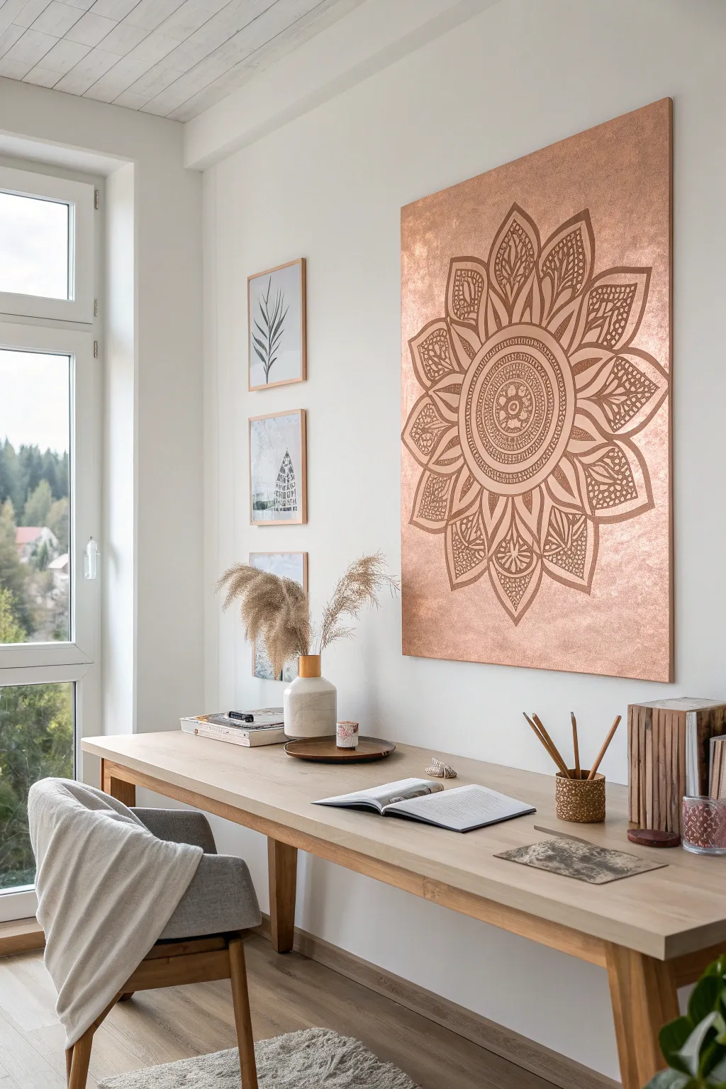 17+ Stunning Rose Gold Office Ideas