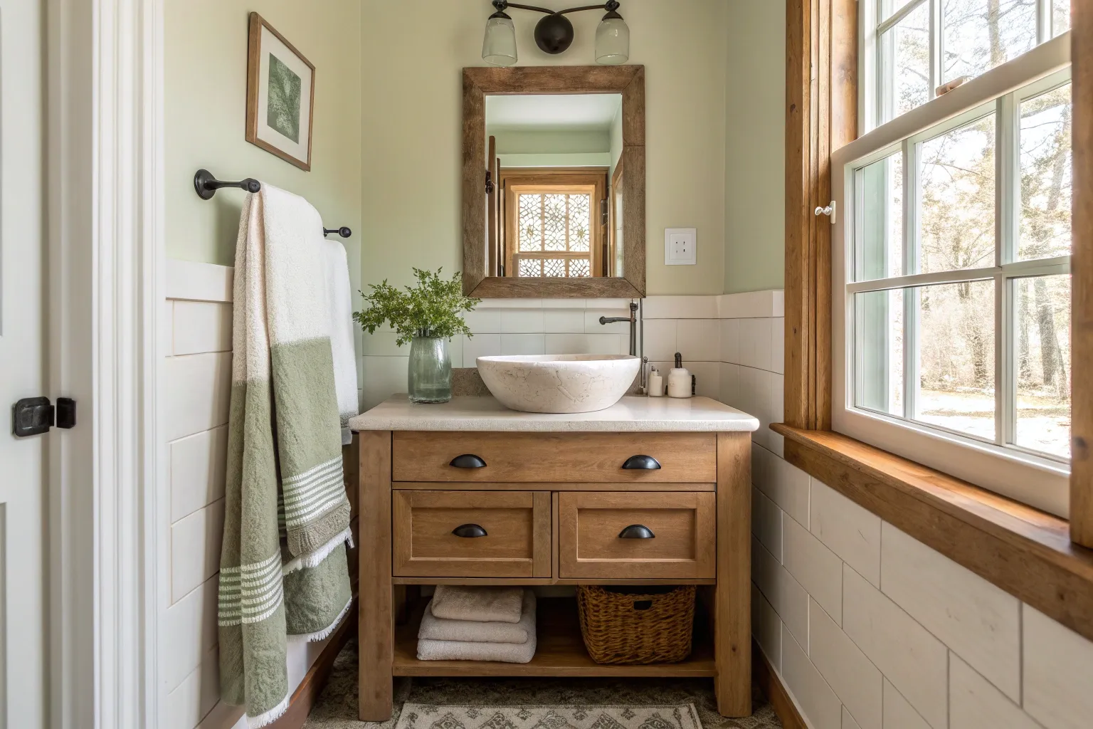 15+ Charming Farmhouse Half Bath Ideas
